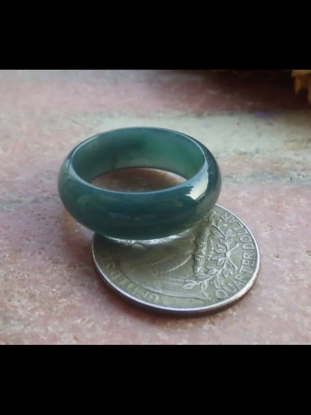 Certificate Jadeite Jewelry Jade luck dark Green Ring Size9